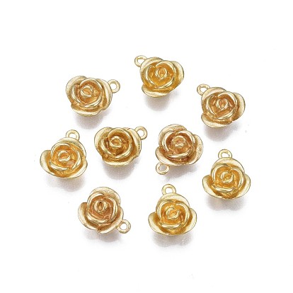 Charmes en laiton, sans nickel, non plaqué, polissage manuel, fleur rose