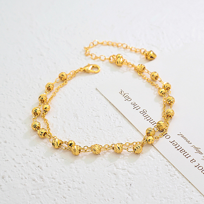 Винтажные пляжные латунные двухслойные браслеты на ногу с круглыми звеньями из латуни для женщин