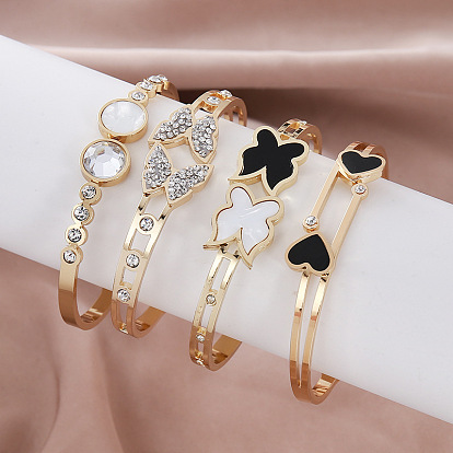 304 Stainless Steel Hinged Cuff Bangles for Women, Golden