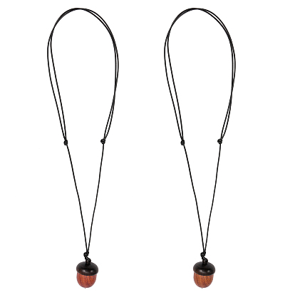 2шт 2 цвета желудь деревянный медальон кулон ожерелье с вощеными шнурами, колье с открывающейся коробкой для хранения для женщин