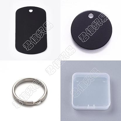 Набор для самостоятельного штампования пустых бирок-брелоков, включая алюминиевые прямоугольные и плоские круглые подвески, 304 брелок из нержавеющей стали