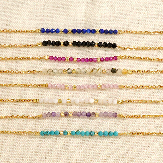 Природных драгоценных камней бусы браслеты ссылку, 304 ювелирные изделия из троса из нержавеющей стали для женщин