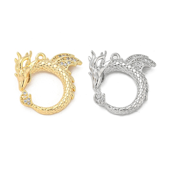Латунные микропаве прозрачные подвески с фианитом, без кадмия, без никеля и без свинца, прелести дракона