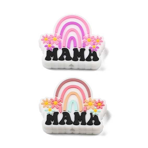 Силиконовые фокусные бусы на день матери, изготовление ожерелий diy, радуга со словом мама