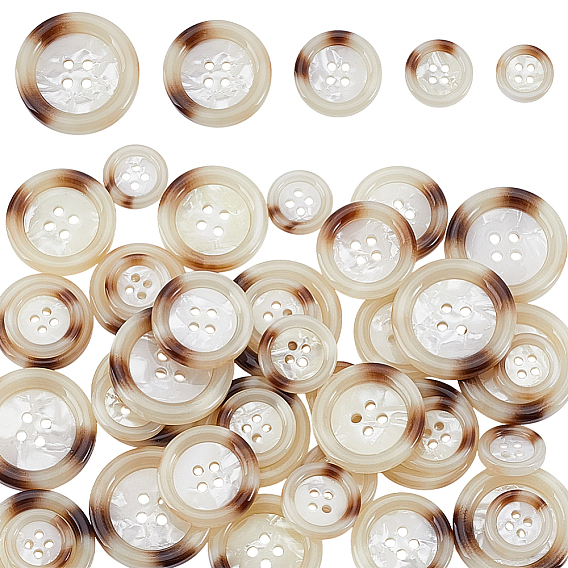 40шт 5 стили смоляные кнопки, аксессуары, 4-луночное, плоско-круглые