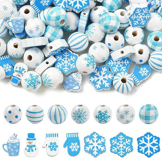 100 шт. 14 стиль Хэллоуин Рождество тема деревянные европейские бусины, бусины с большим отверстием, смешивает форму