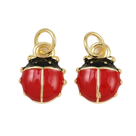 Латунь эмаль прелести, очарование божьей коровки, с целью перехода в кольце, стойки покрытие, без свинца и без кадмия, долговечный, реальный 18 k позолоченный