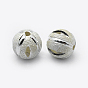 925 Sterling Silver Spacer Beads, Faceted, Frosted, Round