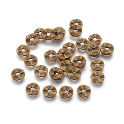 Tibetan Style Wavy Spacer Beads, Cadmium Free & Lead Free, Twist Flat Round