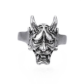 Alloy Devil Mask Shape Open Cuff Ring for Men Women, Cadmium Free & Lead Free