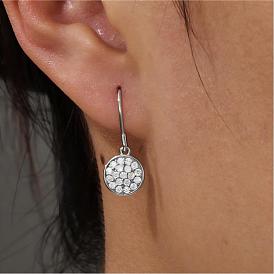 Boucles d'oreilles pendantes en argent sterling pavé de moissanite pour femmes, ronde