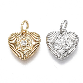 Латунные микропаве прозрачные кубические циркониевые подвески, сердце, без никеля , на день Святого Валентина