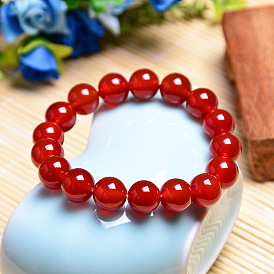 Natural 7A Red Agate Crystal Bracelet DIY Jadeite Beaded Bracelet Unisex Jewelry Handmade String 6/8/10/12/14MM