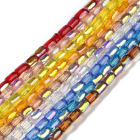 Electroplate Glass Beads Strands, AB Color Plated, Faceted, Column