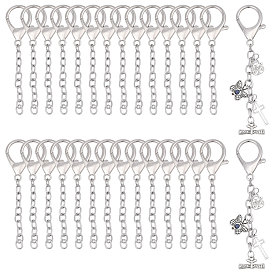 30Pcs Alloy Lobster Claw Clasps, with 304 Stainless Steel Cable Chains