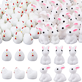 60 шт. 2 стили, смоляные украшения для демонстрации кроликов и цыплят, для украшения рабочего стола домашнего офиса