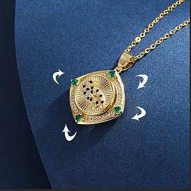 18K Gold Leopard Head Pendant Necklace with Rotatable Anti-Anxiety Stress Relief Design