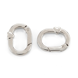 Zinc Alloy Spring Gate Rings, Oval with Heart