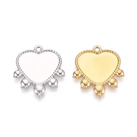 304 Настройки кабошон из нержавеющей стали кулон, ионное покрытие (ip), сердце