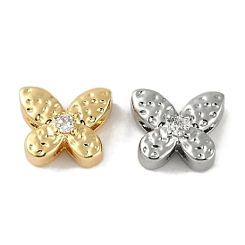 Brass Micro Pave Cubic Zirconia Beads, Butterfly