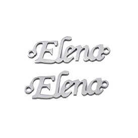 304 Stainless Steel Connector Charms, Word Elena