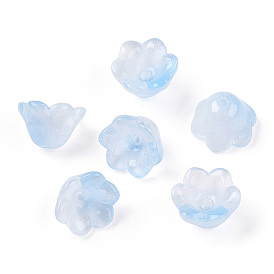 Baking Painted Transparent Glass Bead Caps, Campanula