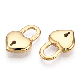 Valentine's Day 304 Stainless Steel Pendants, Manual Polishing, Heart Padlock Charms