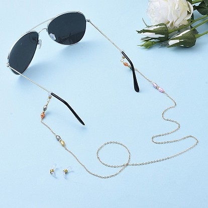 Brass Eyeglass Cable Chains, Eyewear Retainer Chains, with Freshwater Pearl Beads and Eyeglass Holders