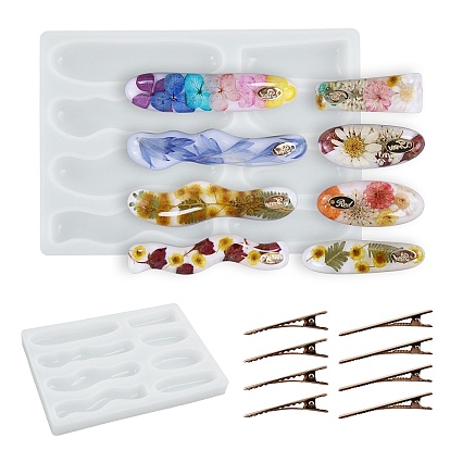DIY Food Grade Silicone Hair Clip Molds, Resin Casting Molds, Clay Craft Mold Tools, Mixed Shapes
