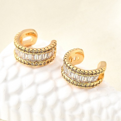 Латунные серьги-манжеты из прозрачного кубического циркония, c-образный