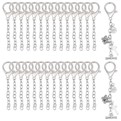 30Pcs Alloy Lobster Claw Clasps, with 304 Stainless Steel Cable Chains