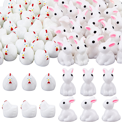 60 шт. 2 стили, смоляные украшения для демонстрации кроликов и цыплят, для украшения рабочего стола домашнего офиса