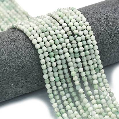 Нити бусин из натурального жадеита, энергетическая призматическая огранка с двойными концами бусины, граненые двухконусные
