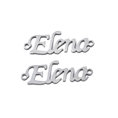 304 Stainless Steel Connector Charms, Word Elena