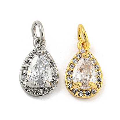 Латунные микропаве прозрачные кубические циркониевые подвески, без кадмия, без никеля и без свинца, слезинки