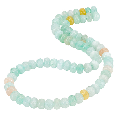 2 Strands Natural White Jade Beads Strands, Dyed, Faceted, Round