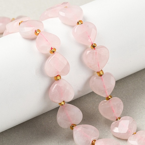 Природного розового кварца нитей бисера, граненое сердце любви, с бисером