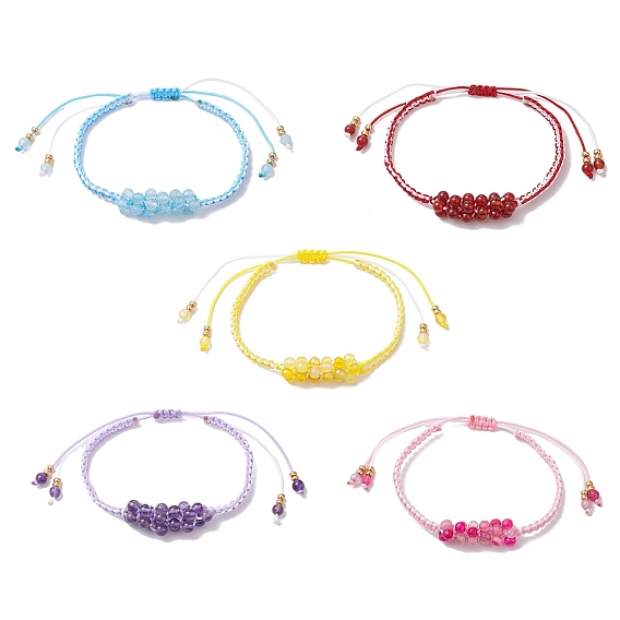 Плетеные браслеты из бусин из натуральных драгоценных камней, плетеные нейлоновые браслеты для женщин