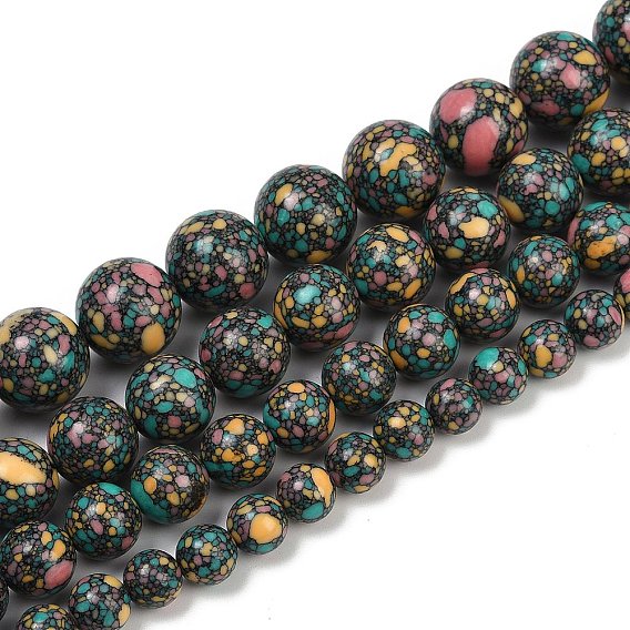 Природный агат бисер нитей, круглые, окрашенные