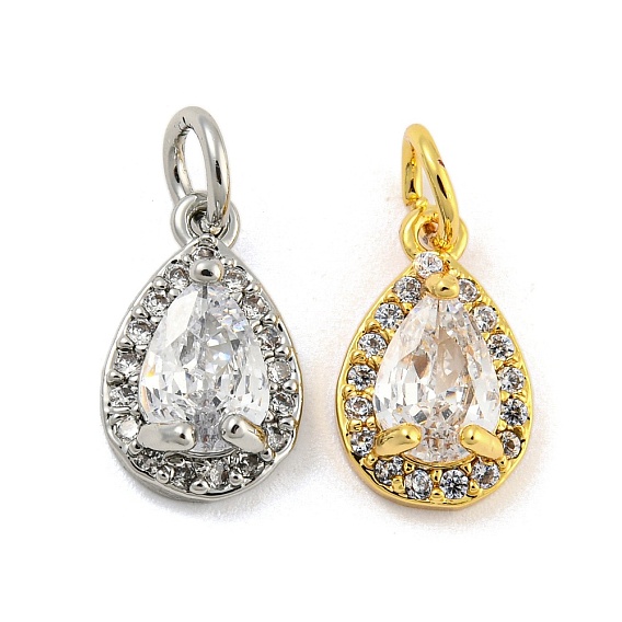 Латунные микропаве прозрачные кубические циркониевые подвески, без кадмия, без никеля и без свинца, слезинки