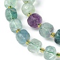 Natural Fluorite Beads Strands, with Seed Beads, Faceted Cube