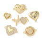 Подвески-шармы в виде сердца из кубического циркония с покрытием из латуни, долговечный, без свинца и без кадмия, реальный 18 k позолоченный