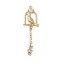 Brass Micro Pave Clear Cubic Zirconia Connector Charms, Birdcage with Bird Links