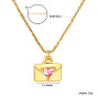 304 Collares con colgante de corazón tipo sobre de acero inoxidable con circonitas cúbicas rosas para mujer