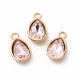 Faceted Glass Rhinestone Pendants, with Golden Tone Zinc Alloy Findings, Teardrop Charms