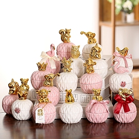 Porcelain Jewelry Set Boxes, Gift Candy Wedding Jewelry Box, with Animal Shape Cover