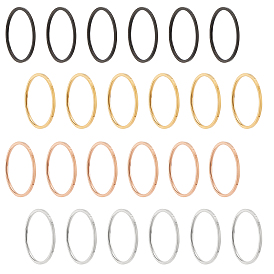 24Pcs 4 Colors 1mm Polished Plain Dome Finger Ring for Girl Women, Ion Plating(IP) 304 Stainless Steel Ring