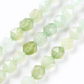 Natural New Jade Beads Strands, Star Cut Round Beads, Faceted