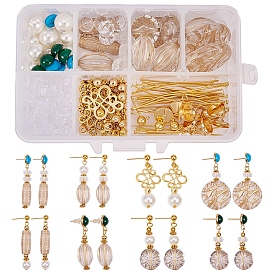 SUNNYCLUE DIY Earring Making, with Brass Ball Post Stud Earrings, Tibetan Style Links, Iron Bead Spacers, Brass Open Jump Rings and Plating Acrylic Beads