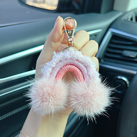 Rainbow Cloud Fur Ball Keychain Cute Plush Bag Pendant Gift